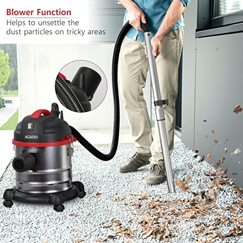 AGARO Ace 1600 Watts, 21.5 kPa Suction Power, 21 litres Wet & Dry Stainless Steel Vacuum Cleaner with Blower Function and Washable Dust Bag AGARO Ace 1600 Watts, 21.5 kPa Suction Power, 21 litres Wet & Dry Stainless Steel Vacuum Cleaner with Blower Function and Washable Dust Bag