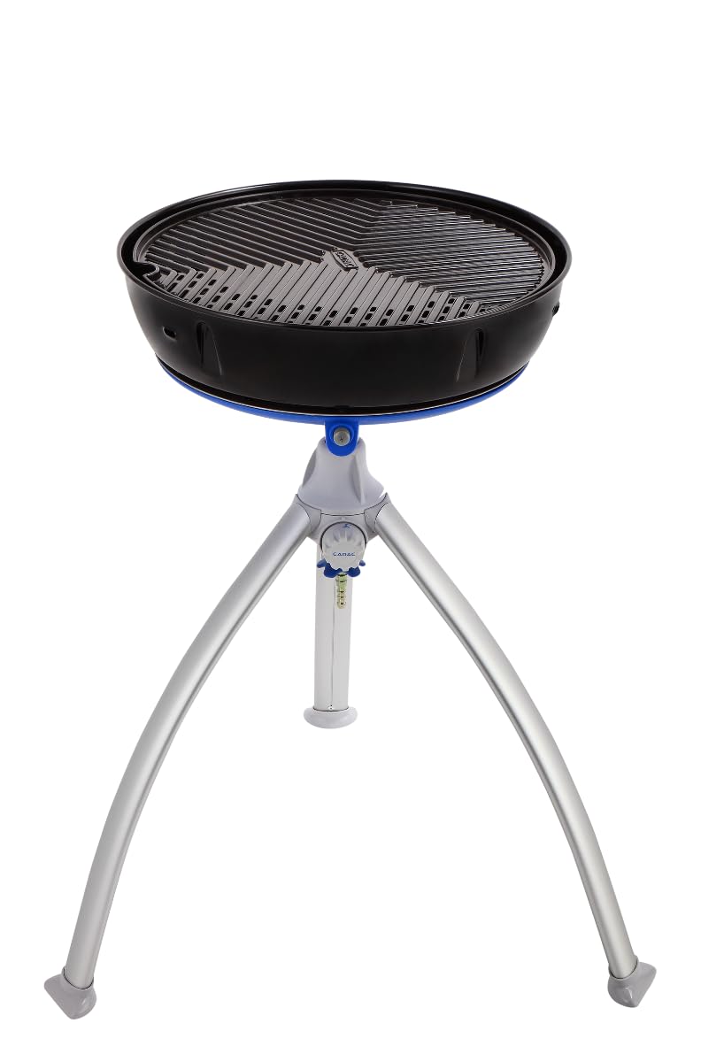CADAC Grillo Chef 40 BBQ - 30 mbar – Barbecue de camping portable 40 cm avec grille GreenGrill antiadhésive - couvercle avec thermomètre et support pour casseroles - Utilisation en extérieur
