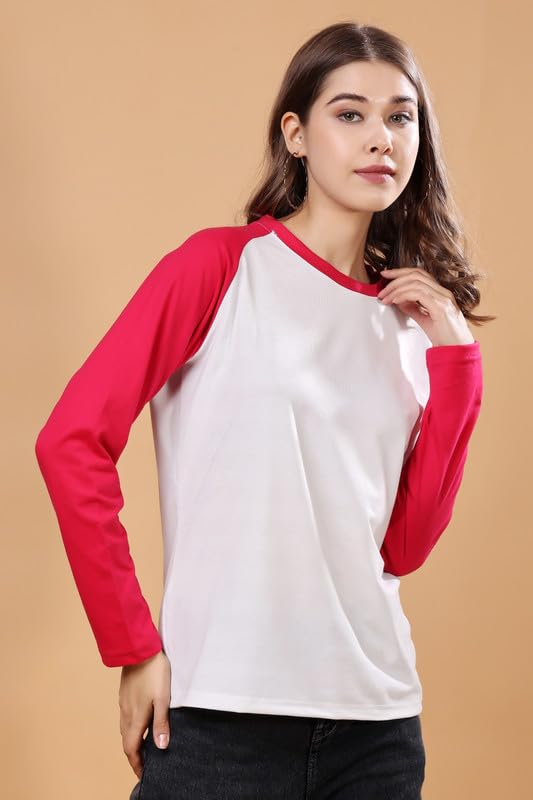 Image of London Hills Women's polyester Regular Fit Raglan Tshirts || Raglan Sleeve Tshirt || Full Sleeve t Shirt || Raglan Tops|| Regular Tshirt