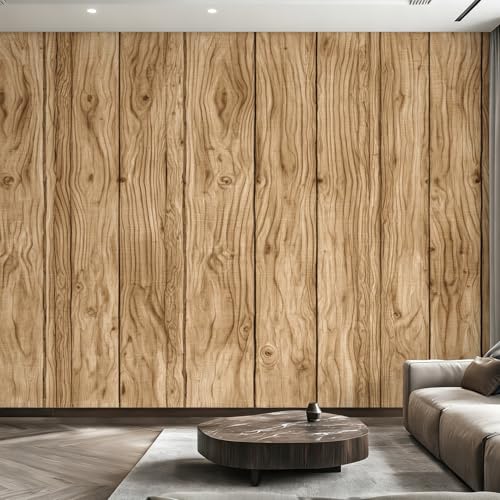 Générique Papier Peint Intissé Planche de Bois Brun, Papier Peint Panoramique Effet Bois pour Salon Chambre Bureau Couloir, Décoration Murale, 250 x 175 cm...