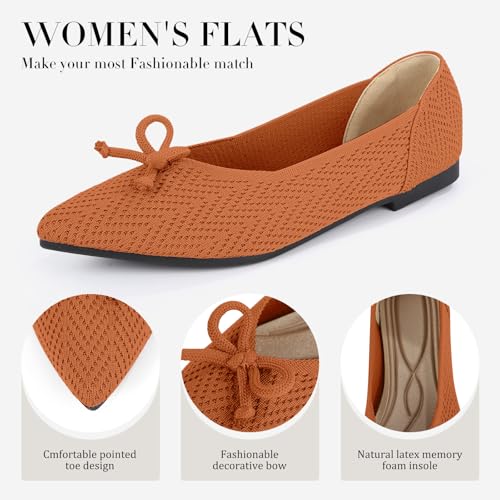 Women's Ballet Pointed Toe Flats Comfortable Dressy Casual with Bow Washable Knit Flat Shoes2