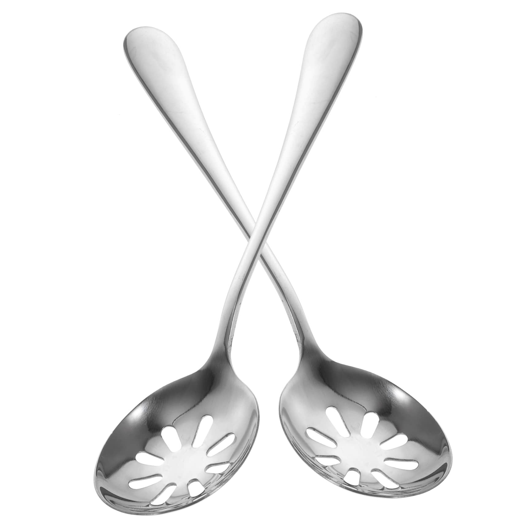 UTHCLO Small Spoons Set 2pcs Stainless Steel Slotted Spoons Reusable Serving Utensils Ideal for Fruits Desserts Pasta