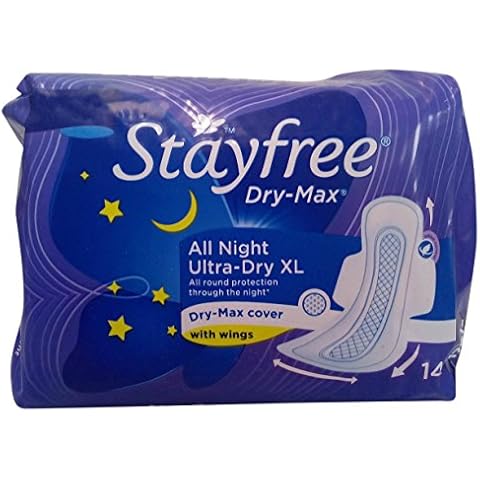 Stayfree Dry-Max All Night Ultra Dry Sanitary Pads - XL (With Wings), 14 Pieces Pack Cover