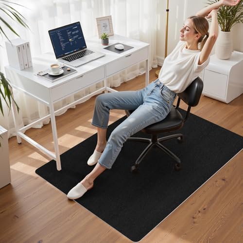Image of Sycoodeal Office Chair Mat for Hardwood Floor,Slip Resistant Floor Mat for Office Computer Gaming Chair,Heavy Duty Floor Protector for Rolling Chairs,Easy to Clean,Black(36 inchx48 inch)