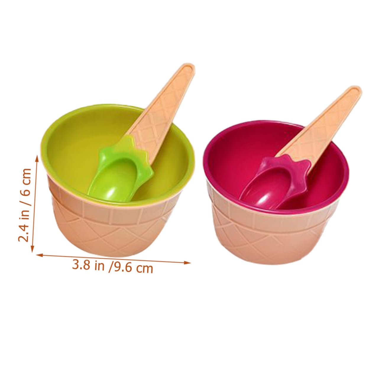 CONGARTENO 4 Sets Candy Sauce Bowl Ice Cream Bars Ramen Bowls Jelly Cup Fruit Bowl Dessert Serving Cup Cartoon Ice Cream Cone Model Cup Cupcake Stand Ice Cream Bowls with Spoons Plastic