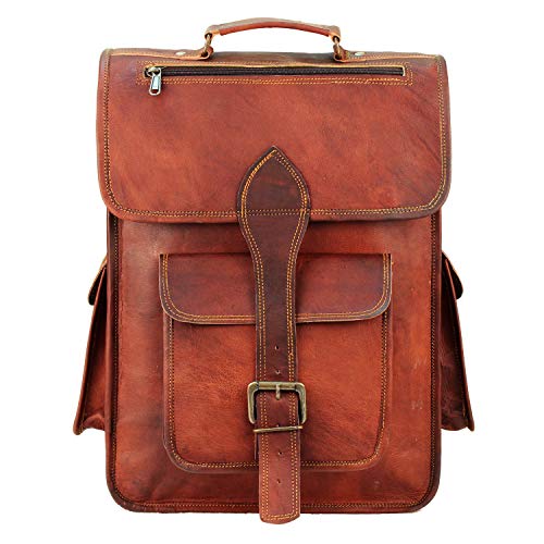 16 Inch Genuine Leather Backpack for Women and Men - Retro Vintage Laptop Backpack2