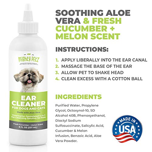 Mighty Petz Dog Ear Cleaner Solution 8 oz Pet Ear Wash to Support Infection Prone Ears and