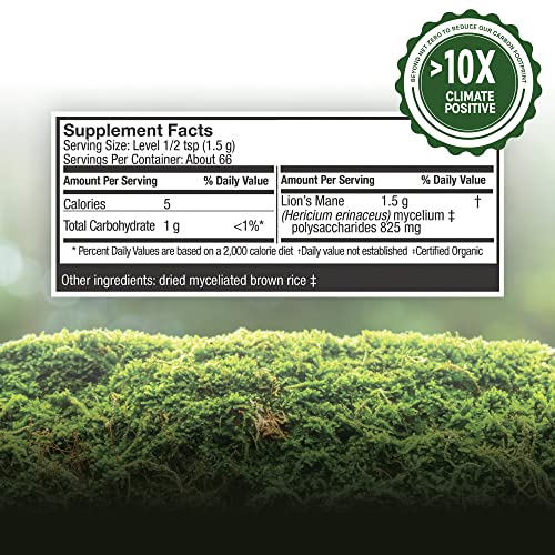 Host Defense Lion's Mane Powder - Brain Health Support Supplement - Mushroom Supplement to Support Focus & Memory Function - Immune & Nervous System Support Supplement - 3.5 oz (66 Servings)* - Image 4
