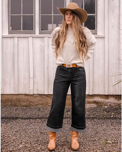 GRAPENT-Wide-Leg-Jeans-for-Women-High-Waisted-Stretchy-Denim-Capri-Pants-Fold-Hem-Cropped-Baggy-Capris-Jeans-with-Pocket 51UQlcGZ8KL