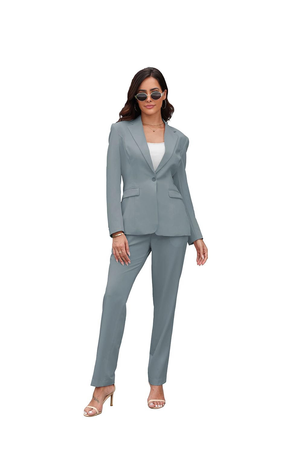 Women's Suits for Work Professional, 2 Piece Office Work Suit Set, Slim Fit One Button Blazer Jacket and Pants Set