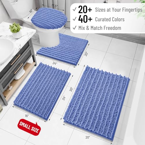 Image of Arotive Luxury Bathroom Ruuner Rugs 47x24, Extra Soft Thick Absorbent Shaggy Chenille Bath Rugs, Machine Wash Dry, Bath Mats for Bathroom Floor, Tub and Shower, Home Decor Accessories, Cornflower Blue