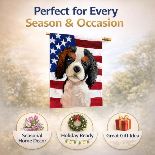 Cavalier Spaniel drapeau américain grand format multicolore résistant - 6