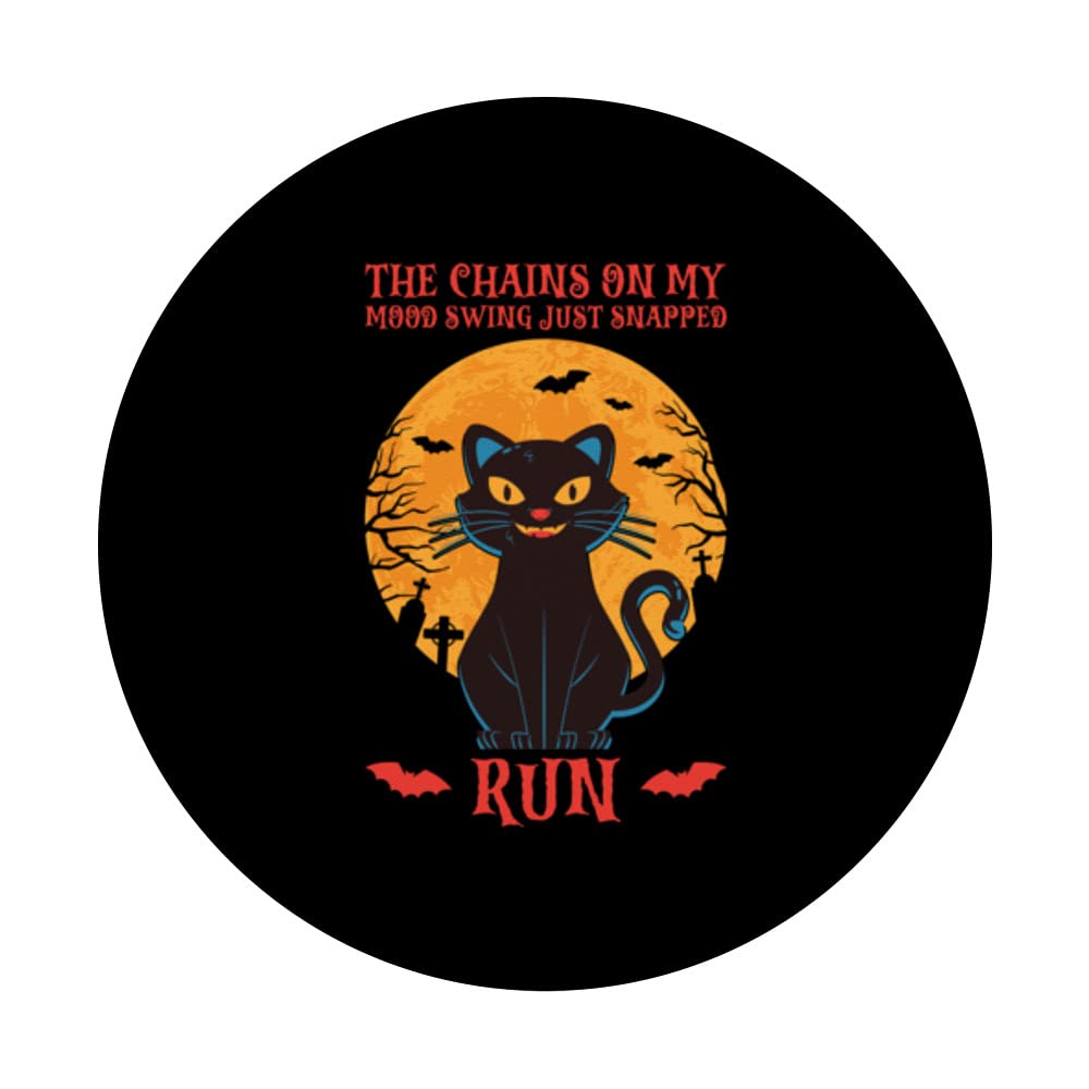 The chains on my mood swing just snapped - crazy cat quote PopSockets Swappable PopGrip, Black - Image 3
