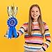 MTLEE Award Ribbon Rosette Set Satin Participation Ribbon Honorable Awards Badge Blue Red and White Prizes 1st 2nd 3rd Place Medals for Classroom Prize Science Fair Talent Show(3 Pcs)