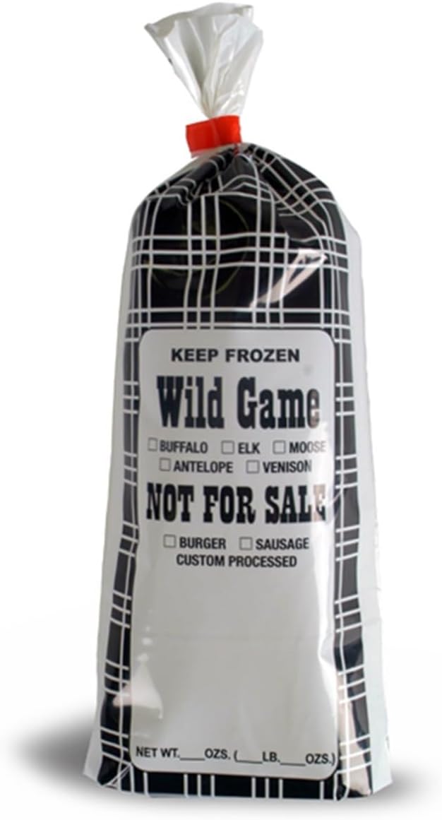 UltraSource Wild Game Freezer Bags/Meat Chub Bag, Printed "Not for Sale" for Ground Meat or Sausage (1lb capacity - 200 bags, Black Plaid) with 1 Roll Red Bag Sealer Tape image 4