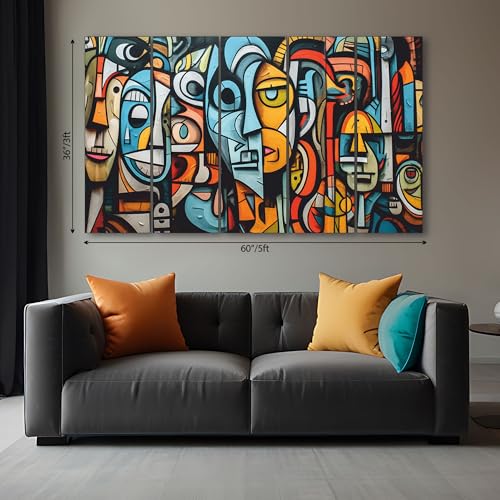 Image of The Castle Decor-Brick lane graffiti wall Art Set of 5 Big Size (36x60) Multiple Frames Wall Art Painting for living room,Bedroom,Drawing room,Hotels-Wooden Framed-Digital Painting
