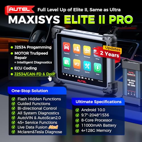 Autel MaxiSys Elite II Pro Scanner, 2026 2 Years Free Update Elite 2 Pro, J2534 Reprogramming Tool as Ultra MS909 MS919 Up of MS908SP II MK908P II, Motor TruSpeed, 45+ Resets, CAN FD DoIP, 3K+ Test - Image 3