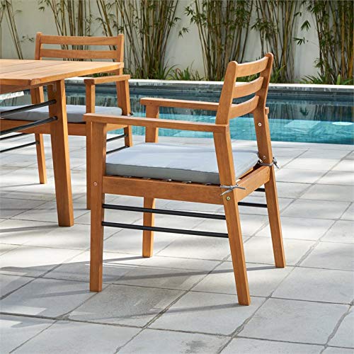 Vifah Gloucester Contemporary Patio Dining Chair, Golden Oak Wood Color #TOP1