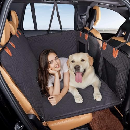 QAHARMAN Extensor de asiento trasero, portátil, impermeable, parte inferior dura, funda de asiento de coche, hamaca para perros para viajes en coche, protector de asiento trasero antiarañazos para