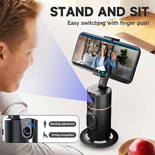 Image of Auto Face Tracking Tripod - 360 Rotation Auto Tracking Phone Holder, No App, Phone Camera Mount with Remote and Gesture Control, Rechargeable Smart Shooting Holder for Video Recording