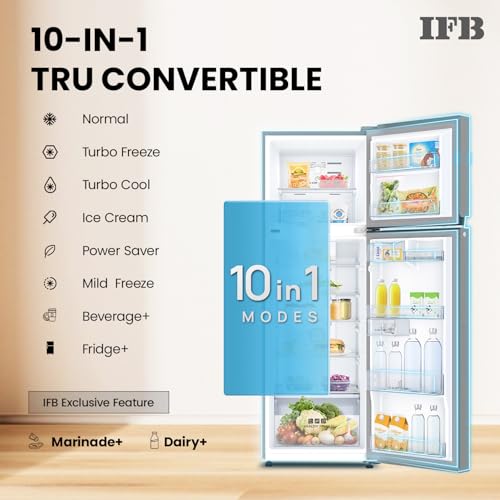 Image of IFB 331L, 2 Star, Tru Convertible 10-in-1, Advanced Inverter Compressor, Frost Free Double Door Refrigerator, 4-Year Machine Warranty (IFBFF-3832DBSET, Brush Grey)