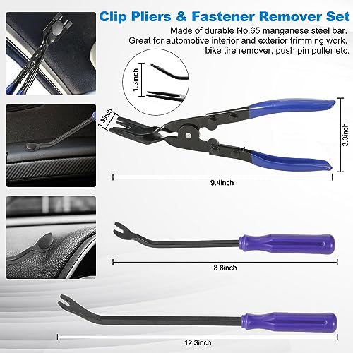 Image of Uolor 342Pcs Trim Removal Tool Kit, Car Panel Door Audio Radio Stereo Removal Tools, Auto Push Pin Bumper Retainer Clip Set /Fastener Terminal Remover Tool /Car Upholstery Repair Pry Kit Auto Clip Plier