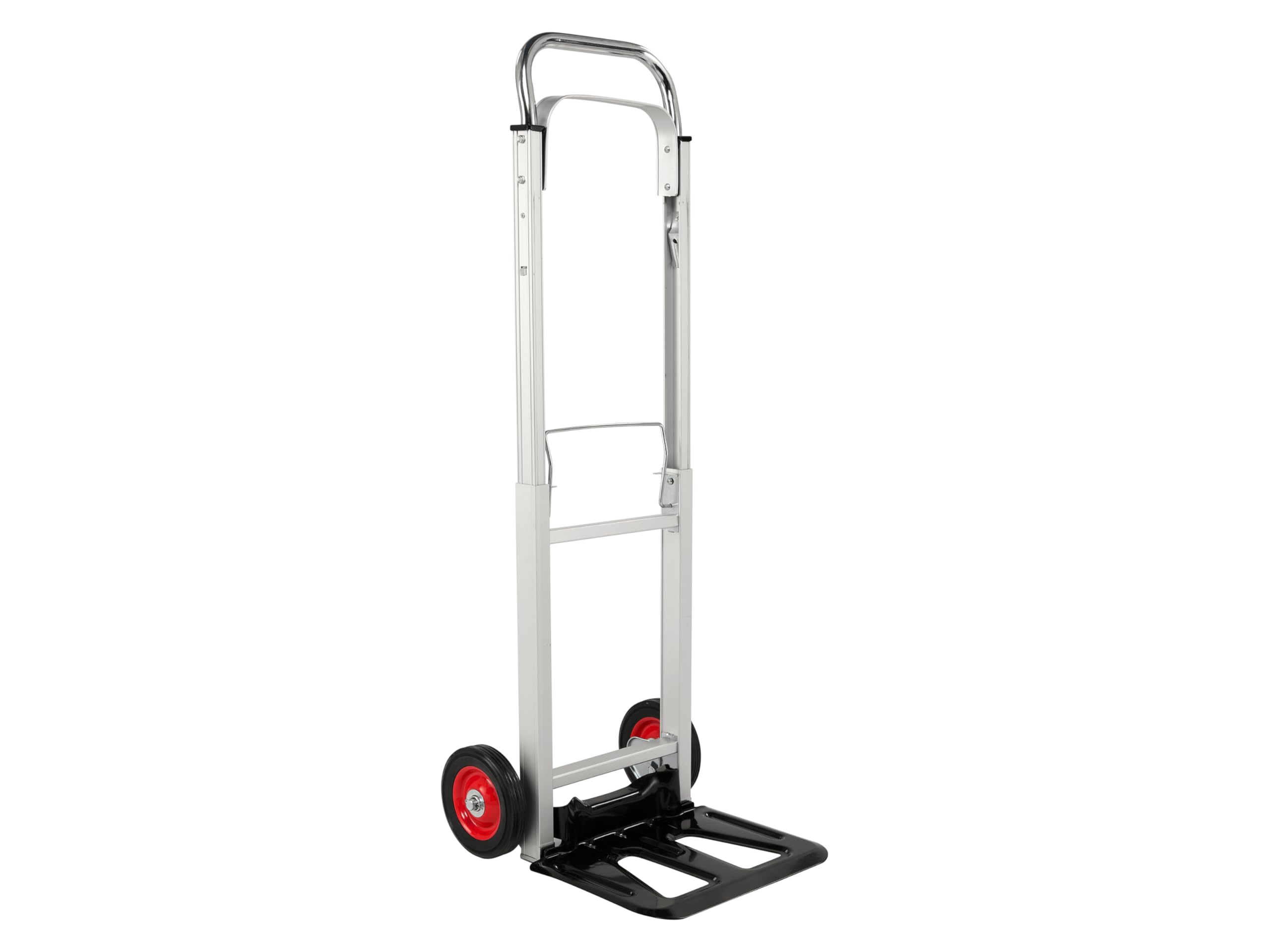 The Workplace Depot Silver/Black Telescopic Sack Truck – Heavy-Duty Foldable Aluminium Trolley, 90 Kg Capacity, Adjustable Handle, Anti-Puncture Rubber Wheels – Ideal For Warehouses, Deliveries & Home Moves
