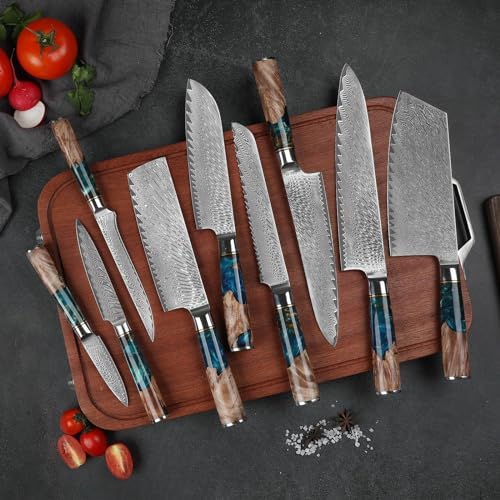 Set Cuchillos Cocina 9 Piezas Acero Damascus miniatura 3