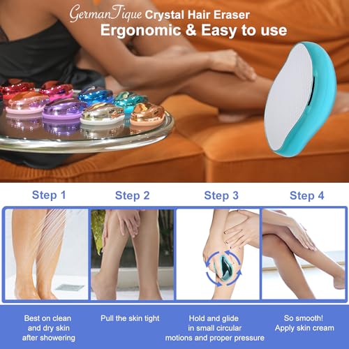 Image of Crystal Hair Eraser,Natural Crystal Hair Remover,Reusable Painless Nano Glass Hair Removal Device Without Shaver,Gentle Crystal Epilator and Exfoliator for Soft Silky Skin(Light Blue)