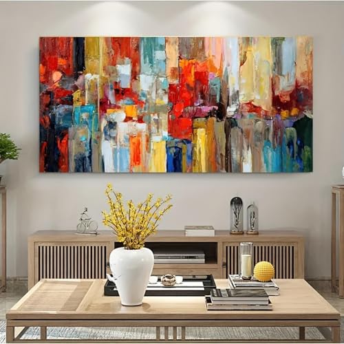 Peinture murale toile colorée 60x135cm pour salon et bureau