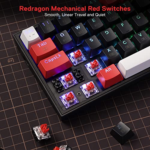 K628 Pro 75% Wireless RGB Gaming Tastiera 3 Modalità 78 Tasti Hot-swap Tastiera Meccanica Compatta Interruttore Rosso, US LAYOUT - Tastiera gaming - Immagine 6