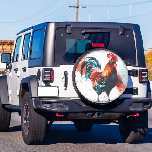 Image of Dujiea Bright-Colored Rooster Spare Tire Cover, Universal Wheel Tire Cover Waterproof Dust-Proof Tire Protectors for Trailer Rv SUV Truck Camper and Many Vehicle 14 15 16 17 Inch