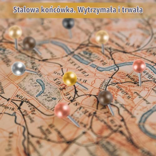 Xinjoduz 480 szt. przypinek do mapy, plastikowe okrągłe szpilki do tablicy korkowej ze stalowymi punktami, pinezki do mapy podróży, do tablicy ogłoszeń, zdjęć, do użytku domowego i biura (6