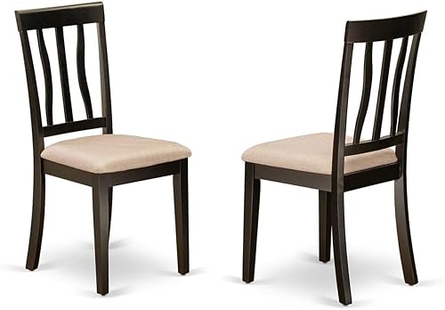 Miniatura 16 de East West Furniture ANC-WHI-W Sillas de comedor antiguas – Sillas de asiento de madera maciza con respaldo de listones, juego de 2, suero de leche y