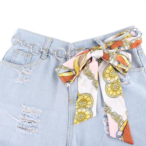 NIDMIDO Women Satin Chain Knotted Waist Skinny Belt,Dress Waist Belts Bohemian Satin Sash Belts for Jeans Pants Skirt