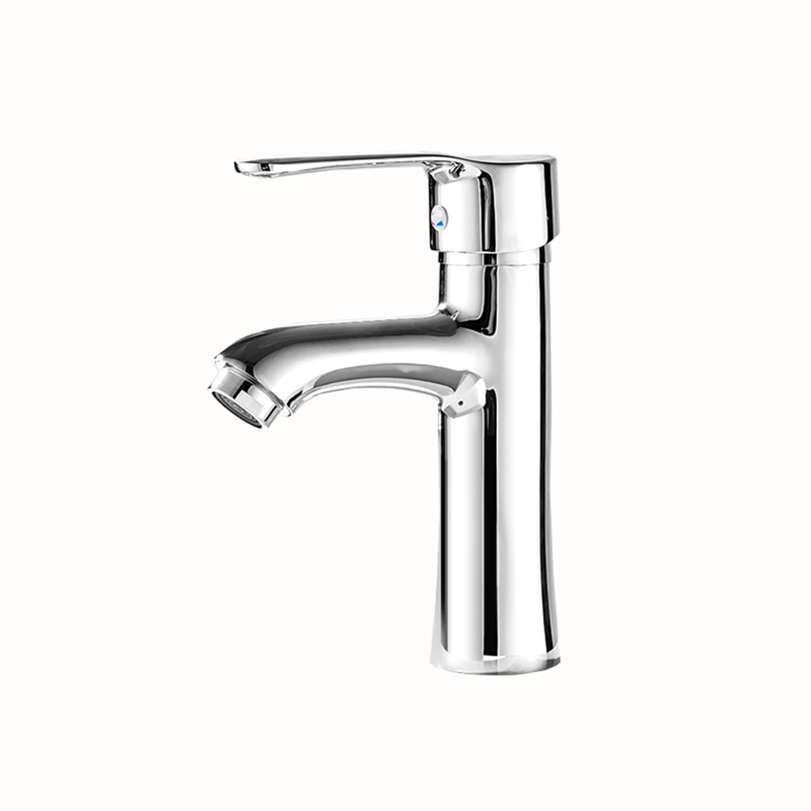 Robinet de lavabo de salle de bain eau chaude et froide en laiton chromé un trou