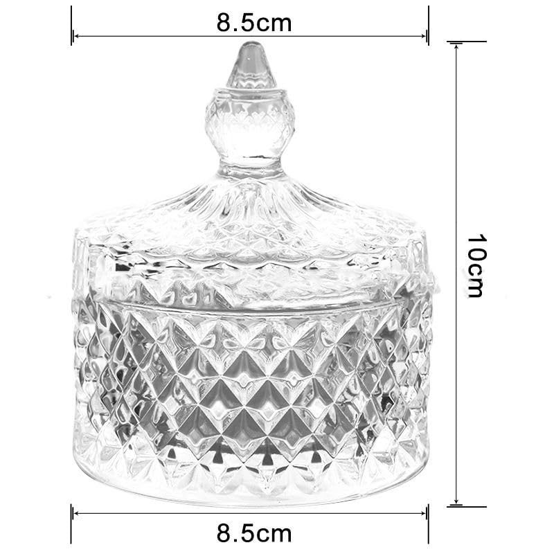 Image of Stylish Home Decor Crystal Clear Glass Sugar Candy Mukhwas Jar Bowl Pickle Storage Container Pot with Lid CRYSTAL CANDY JAR. (CANDY JAR 3.5 BIG)