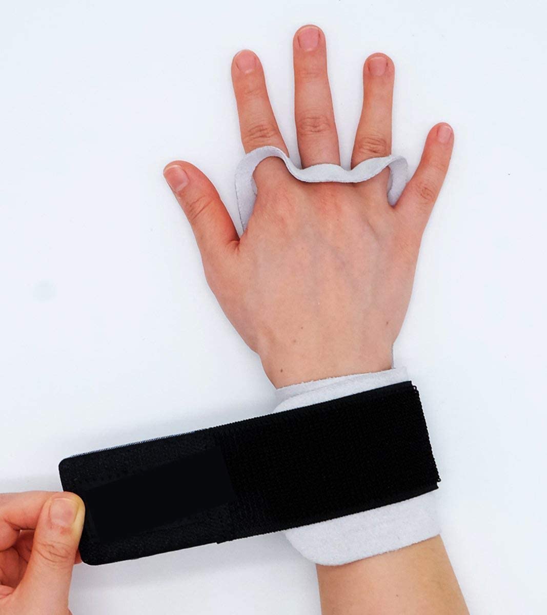Impugnature in Pelle Naturale per Donna e Uomo, Protezione per Il Palmo, per trazioni, Sollevamento, Guanti da Ginnastica con Fascia per Il Polso (Grigio L)
