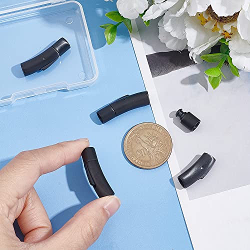 UNICRAFTALE about 4 Sets Gunmetal Stainless Steel Bayonet Clasps with Push Button Tube Clasps 6mm Hole Metal Column Clasps Leather Cord End Connectors for Bracelets Necklaces Jewerly Making - Image 4