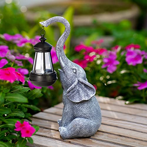 Elefanten-Statue mit Solarlaternen, 27,9 cm, Elefanten-Dekor mit solarbetriebenen LED-Lichtern für Garten/Hof, Dekoration, Glückselefant, Geschenke für Frauen, Mutter, Geschenke für Weihnachten Cover