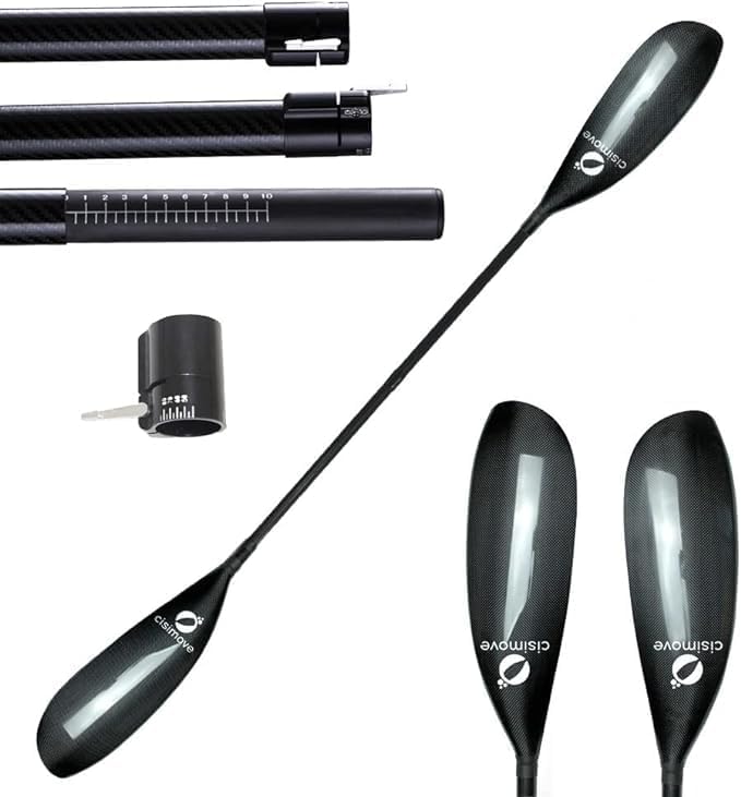 CISI SPORT Performance Lightweight 2 Piece Carbon Fiber Kayak Paddle with Wing Blade Oval Shaft 10cm Adjuster (210-220cm) CISI SPORT Performance Lightweight 2 Piece Carbon Fiber Kayak Paddle with Wing Blade Oval Shaft 10cm Adjuster (210-220cm)
