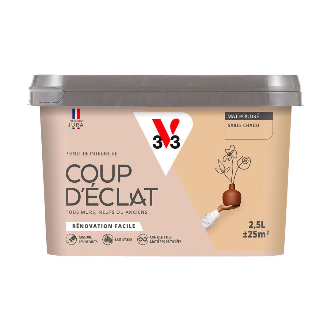 V33 Peinture murale intérieure Coup d'Éclat® Sable chaud Mat Poudré 2,5L