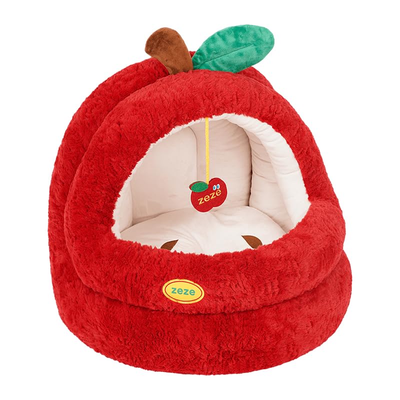 Zeze Apple Warm Igloo Pet Bed &ndash; Cozy Enclosed Cat & Small Dog Bed for Winter - Christmas Theme