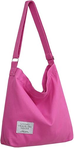 Covelin - Bolsa de hombro informal de lona para mujer, estilo bohemio y retro, bolsa de mano, bolso cruzado, tamaño grande