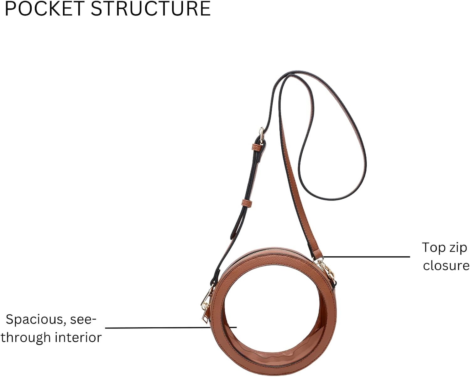 Lilibet Clear Crossbody Bags for Women Vegan Leather Stadium Approved Shoulder Purse for Concerts Sports Events