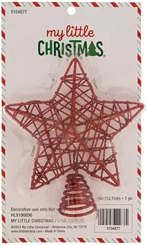 Red Glitter Wire Star Mini Tree Topper - 5 Inch