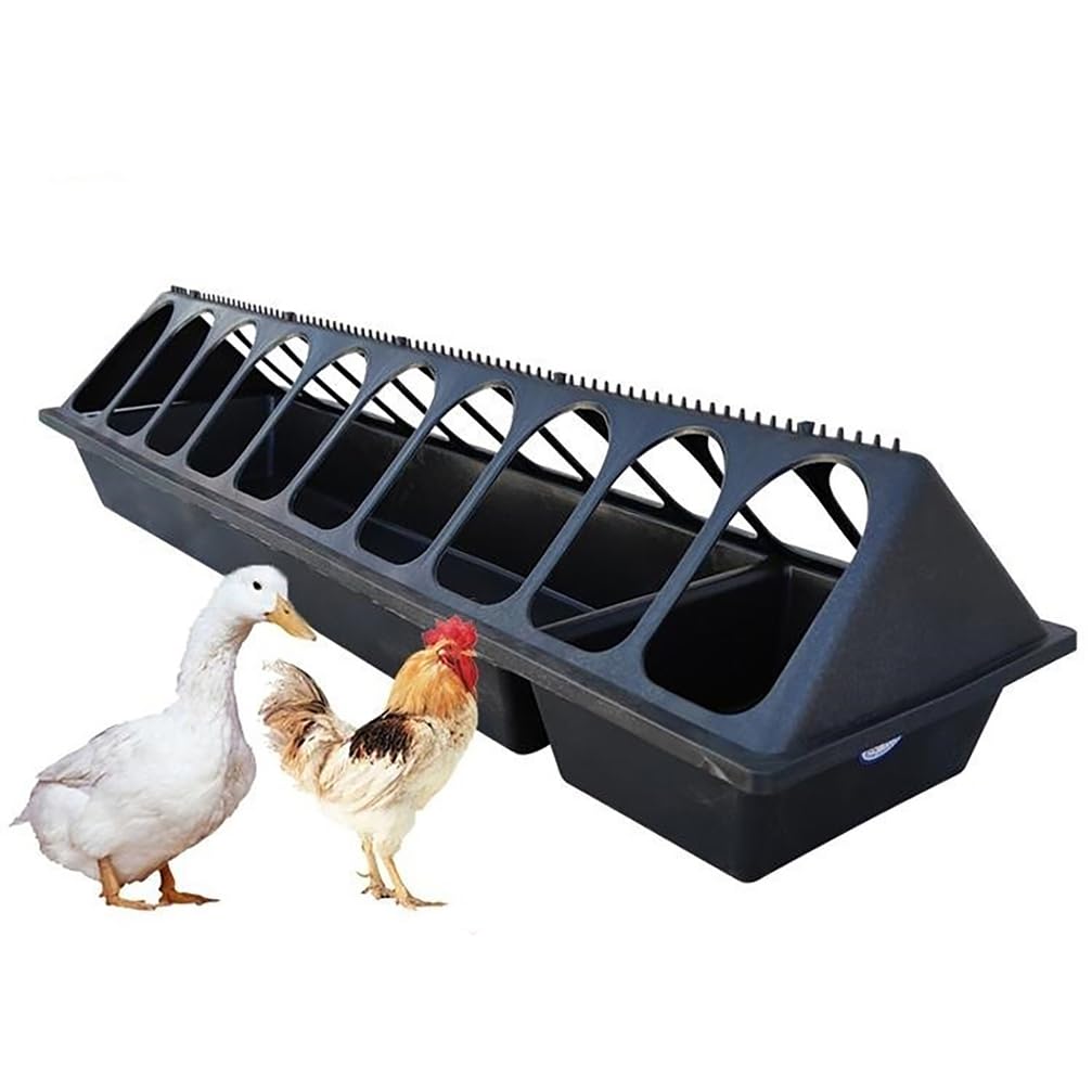 WYRNOBRX Flip Top Chick Feeder Trough Plastic Flip Top Bird Small Poultry Feeders Chicken Pigeon Duck Quail Feeder Waterer Small Chicken Feeders No Waste No Mess,Black,L95*H17*W20