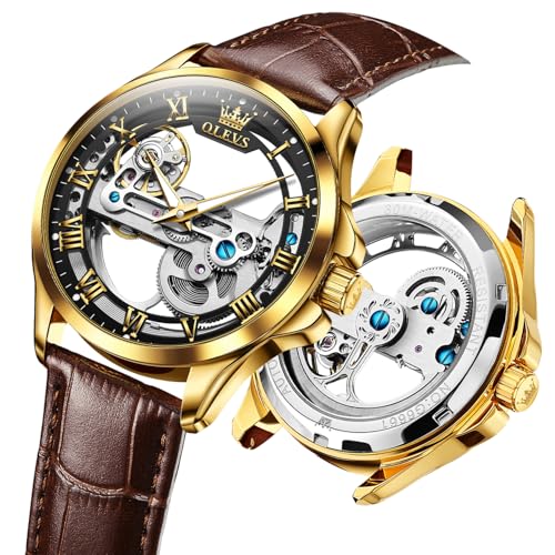 Image of OLEVS Men Watches Dress Waterproof Leather Band Classic Large Face Luxury Watches for Men Casual Fashioned Nice Analog Watch Men Day Date Easy Reader Quartz Original Business Adjustable Watches Men