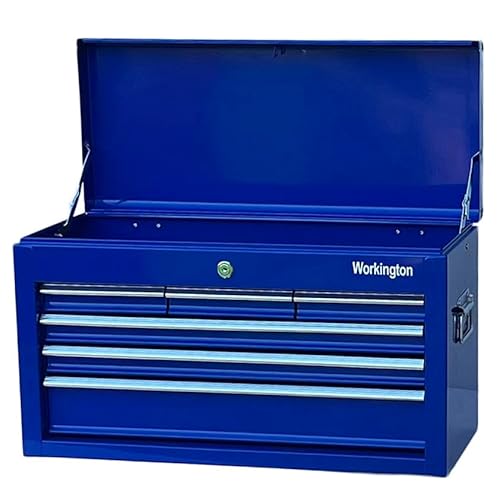 Workington Tragbarer Werkzeugkasten aus Metall mit 6 Schubladen, 61 cm, 6 Schubladen, Werkzeugschrank mit Kugellager-Schubladenschienen, Werkzeugaufbewahrungsbox, Organizer 4005, Blau