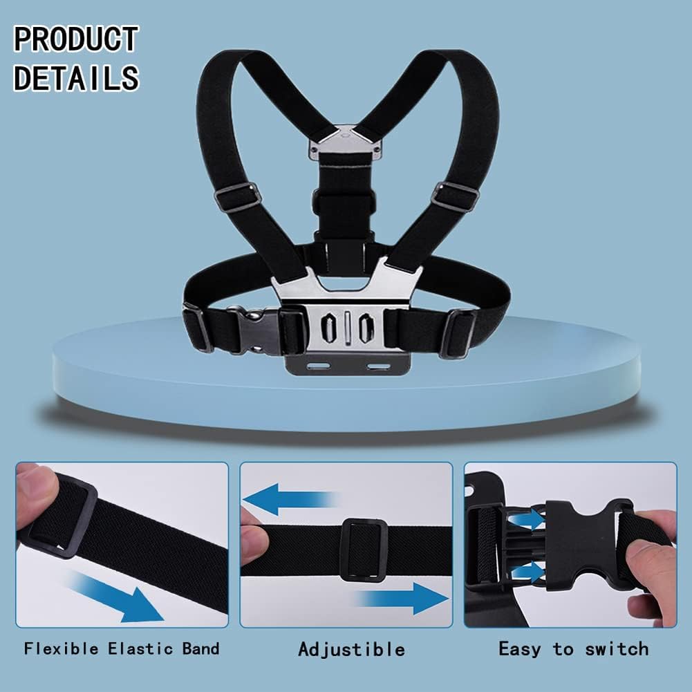Arnés de Pecho Ajustable, Soporte Movil Pecho + Trípode Portátil, Soporte de Pecho de Teléfono Móvil para dji, Gopro, Otras Cámaras de Acción y Teléfonos